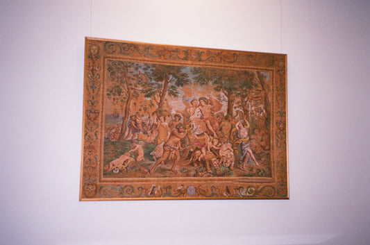 19th Century Oil on Tapestry