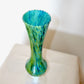 Murano Style Green Splatter Glass Vase on Stand