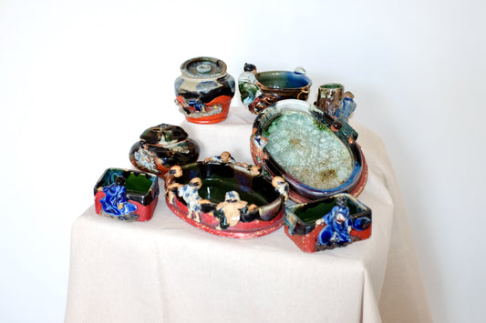 Japanese Sumida Pottery Dishes