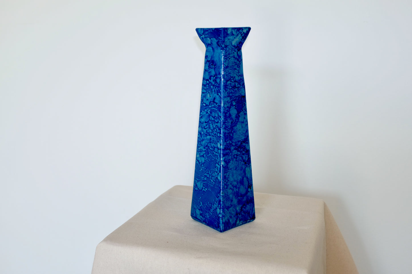 Blue Sponged Glass Vase