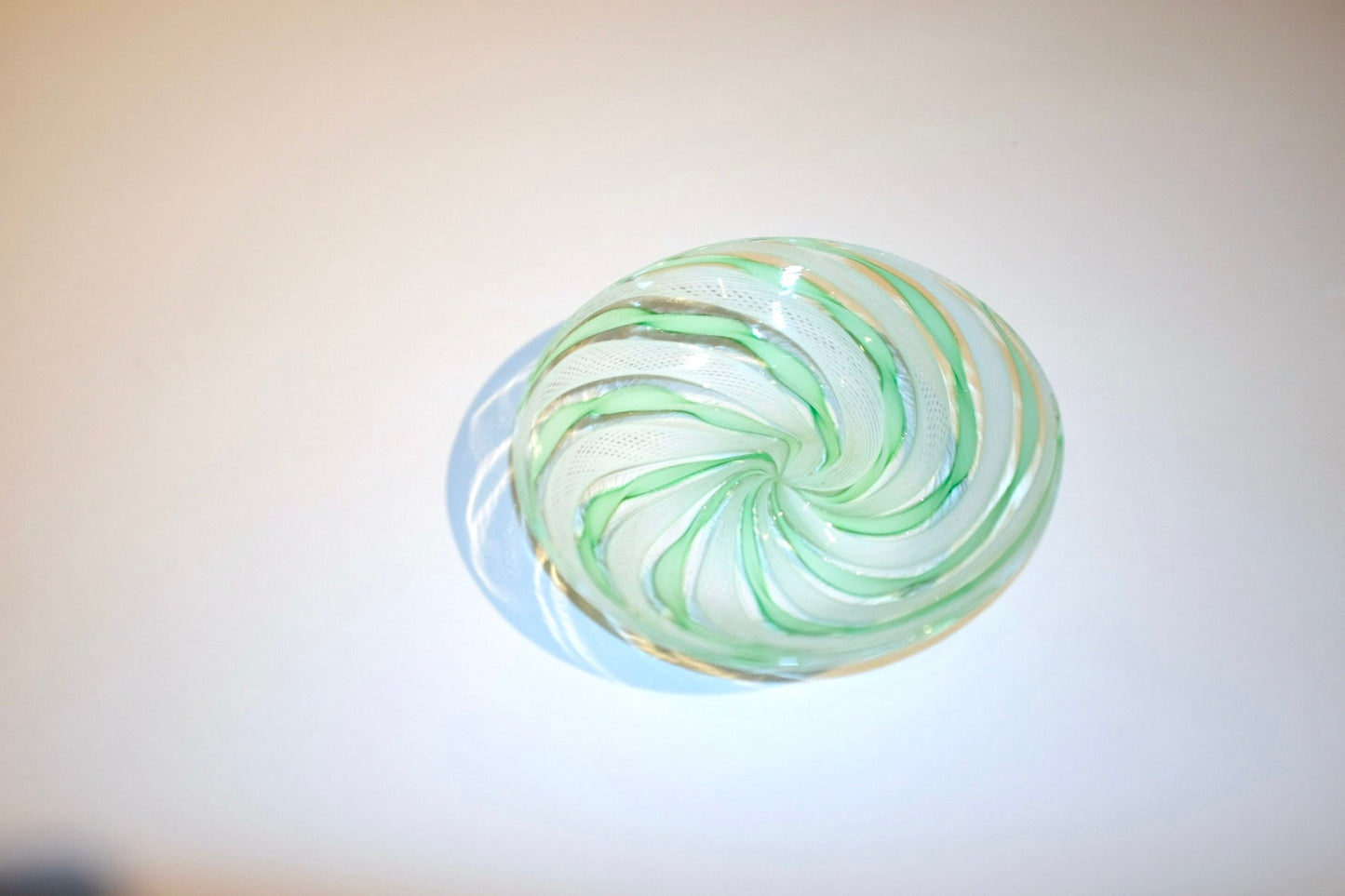 Green and White Latticino Glass Dish