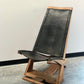 Studio Made Black Leather and Wood Rocking Chair